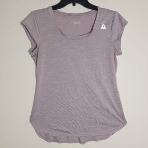 Reebok Women's Short Sleeve Active Gym Running Yoga T Shirt Heathered Lilac EUC